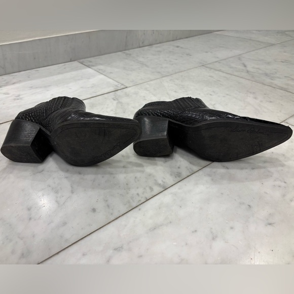 Sam Edelman Black Croc-Patterned Heeled Boots - Picture 4 of 5